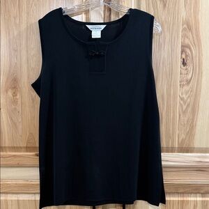 Misook Classic Black Tank Top With Bow Closet Staple Capsule Wardrobe Timeless
